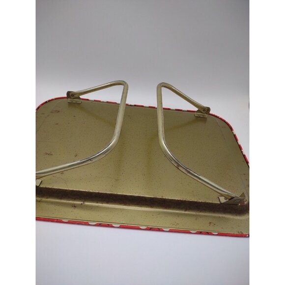 Vintage Denim Blue Jeans Red Bandana Rectangular Folding Metal Tin TV Tray, READ - Picture 11 of 16